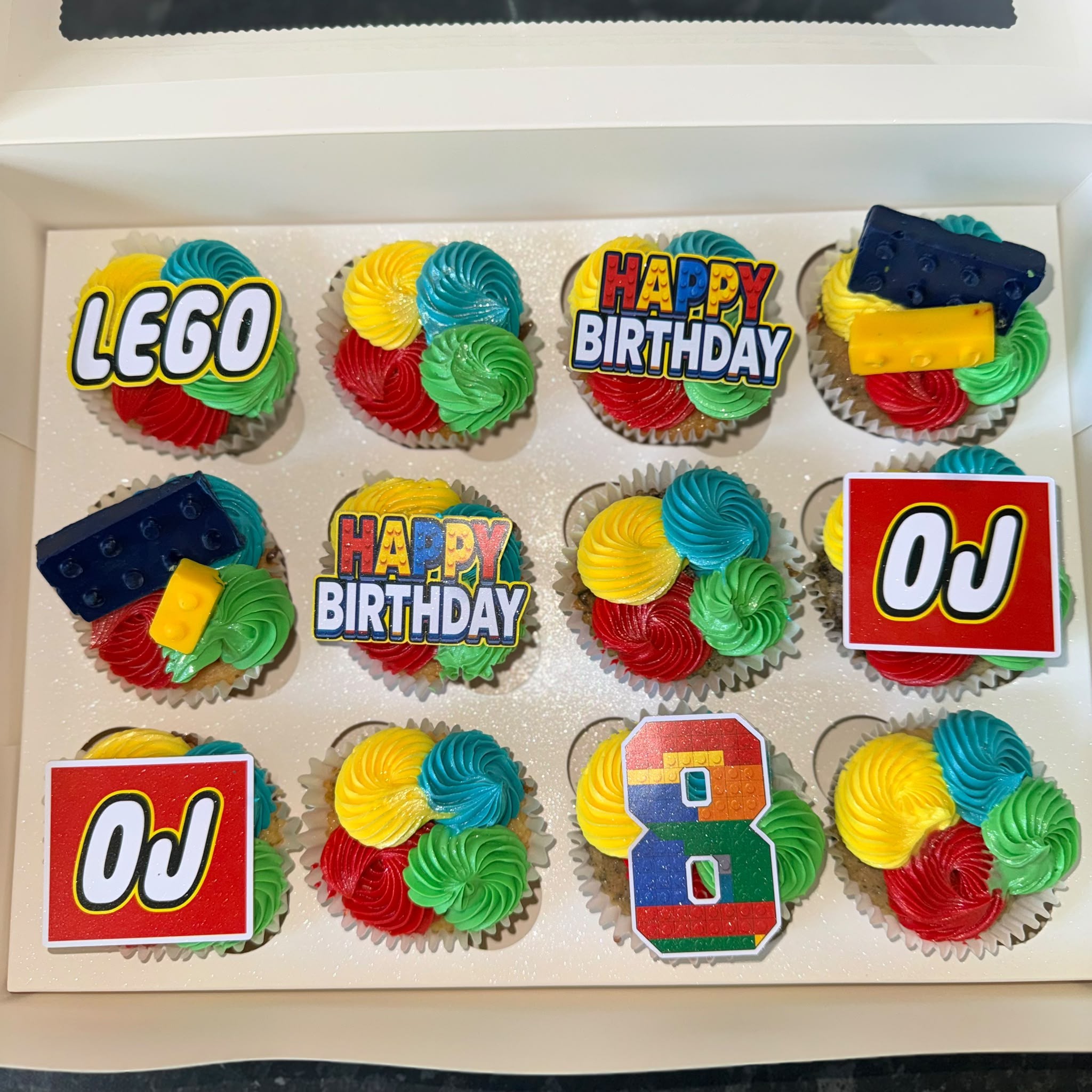 LEGO themed birthday cupcakes